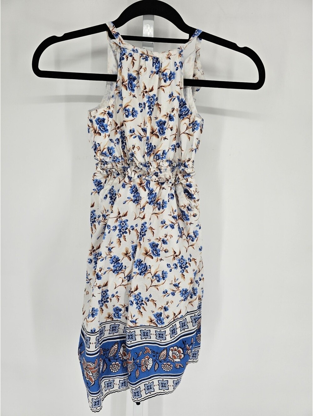 Janie and Jack & Warm Days Ahead Blue Floral Jumpsuit Smock One-Piece Size 5